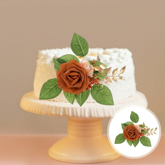 WEUVEB Burnt Orange Faux Flower Swag for Cake Decor Soft Petals and Beauty