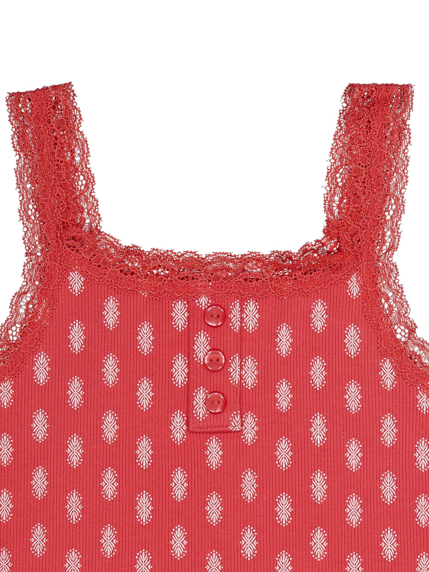 Weekend Academy Girls Henley Tank Top with Lace Trim, Sizes 4-18
