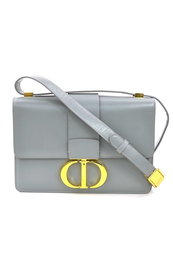 Pre-Owned Christian Dior Shoulder Bag 30 Montaigne Leather Grey Gold Women's e60458g
