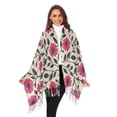thumbnail image 3 of FORMRS Womens Scarf Winter Soft Long Big Warm Shawls Wrap Tassel Scarves, Pink Flowers, 3 of 9