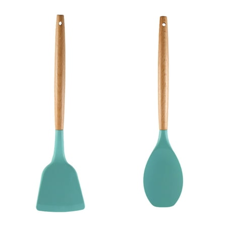

Non-stick Silicone Cooking Utensils Wooden Handle Kitchen Gadgets Utensil Set for Nonstick Cookware