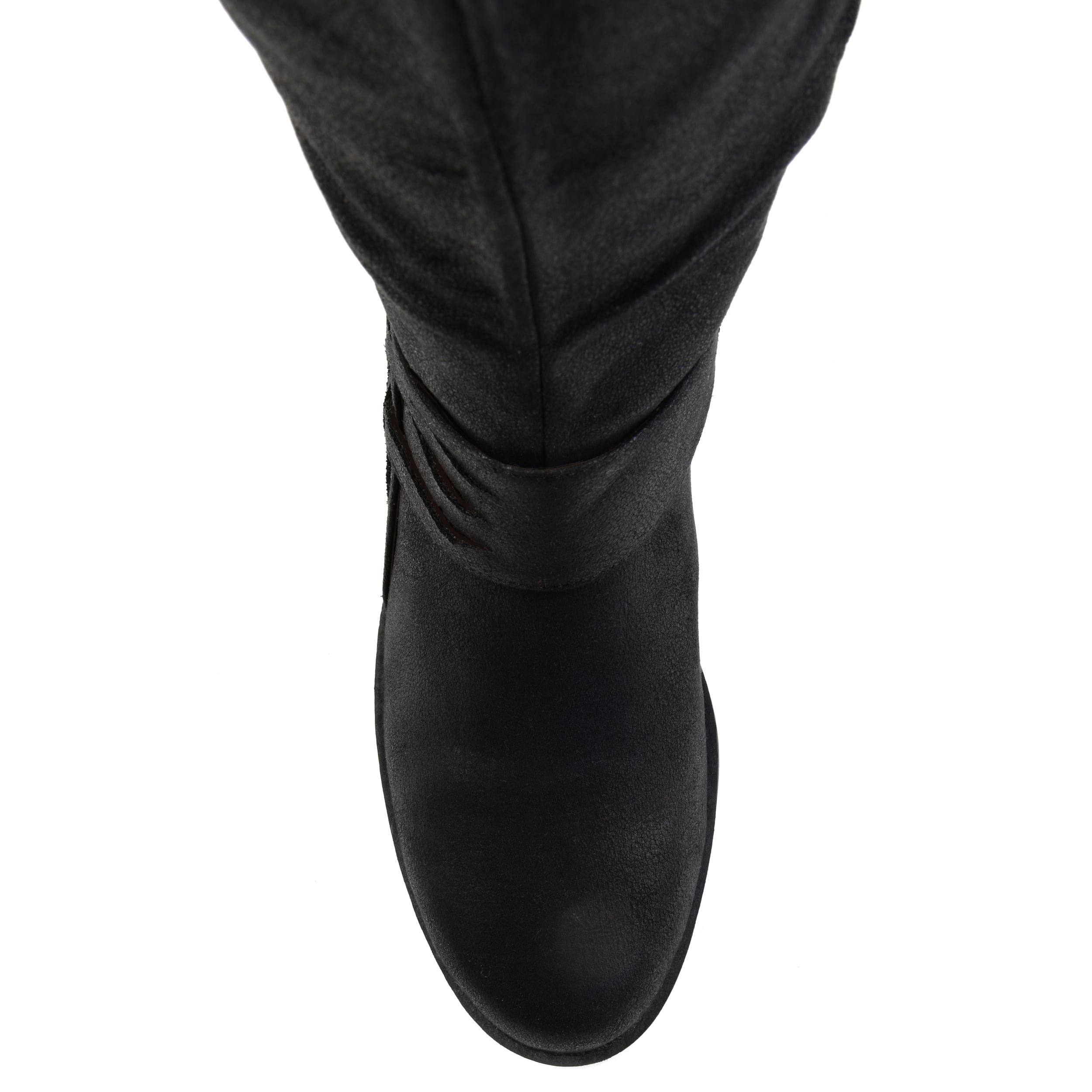 Journee Womens Meg Wide Calf Stacked Heel Riding Boots