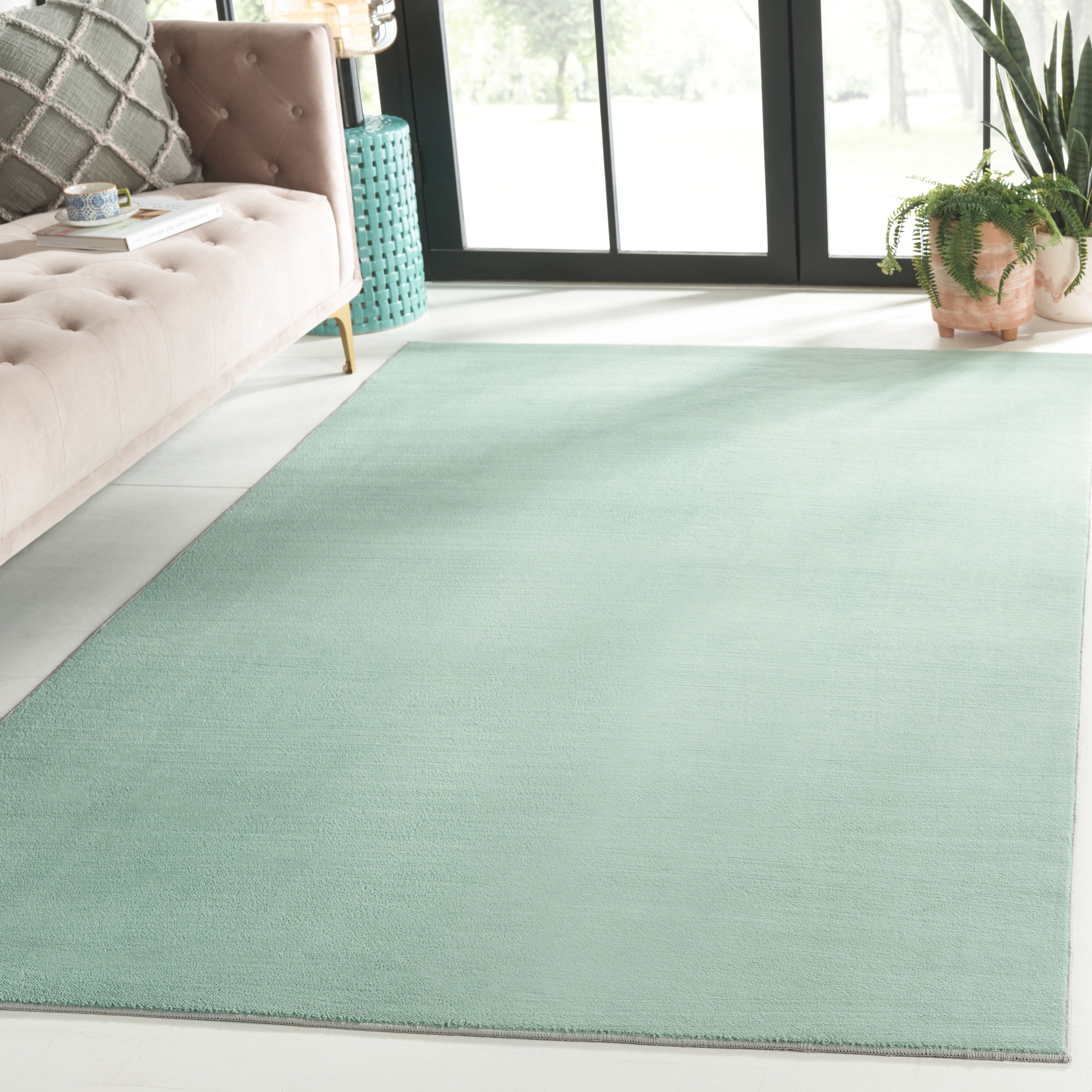 SAFAVIEH Loft Kalya Solid Machine Washable Area Rug, Sage, 6' x 6' Square