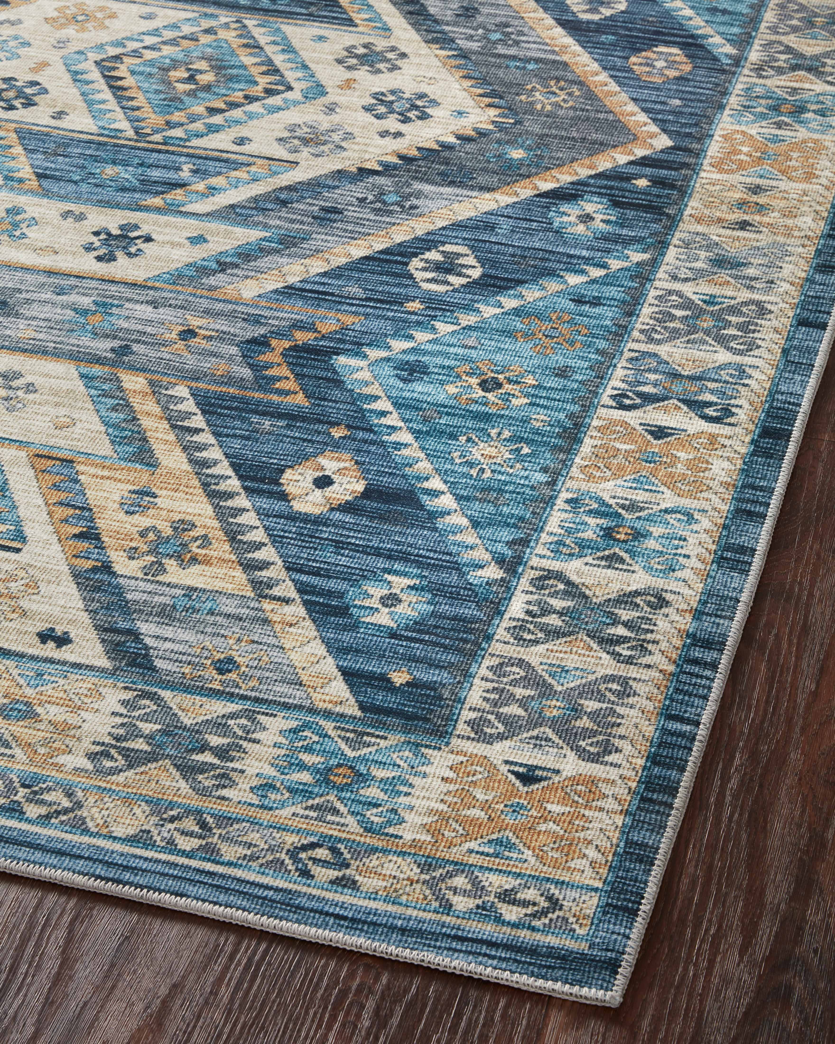 Turkish & Persian Kilim-Style Zion Ocean, Gold 3-6" x 5-6" Area Rug