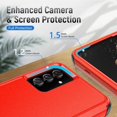 thumbnail image 6 of Xhy Samsung Galaxy A03S Case with Privacy Screen and Lens Protector Military Grade Full Body Protection 3 in 1 Shock Drop Resistant Rugged Rubber TPU Durable Detachable for Galaxy A03S Phone - Red, 6 of 7