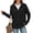 Black, variant on Jackets for Women Collared Long Sleeve Half Zip Loose Fit Casual Pullover Jacket With Kangaroo Pocket