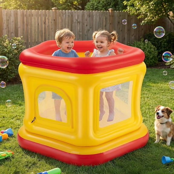 Wisairt 3-in-1 Inflatable Bounce House for Toddlers 1-3,Ball Pit & Trampoline,Indoor Outdoor Blow up Bouncy House,Baby Play Yard