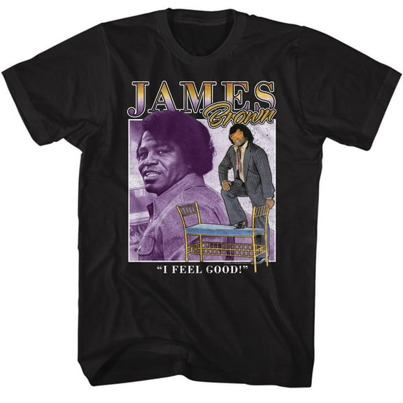James Brown Two Pic Square Black T-Shirt