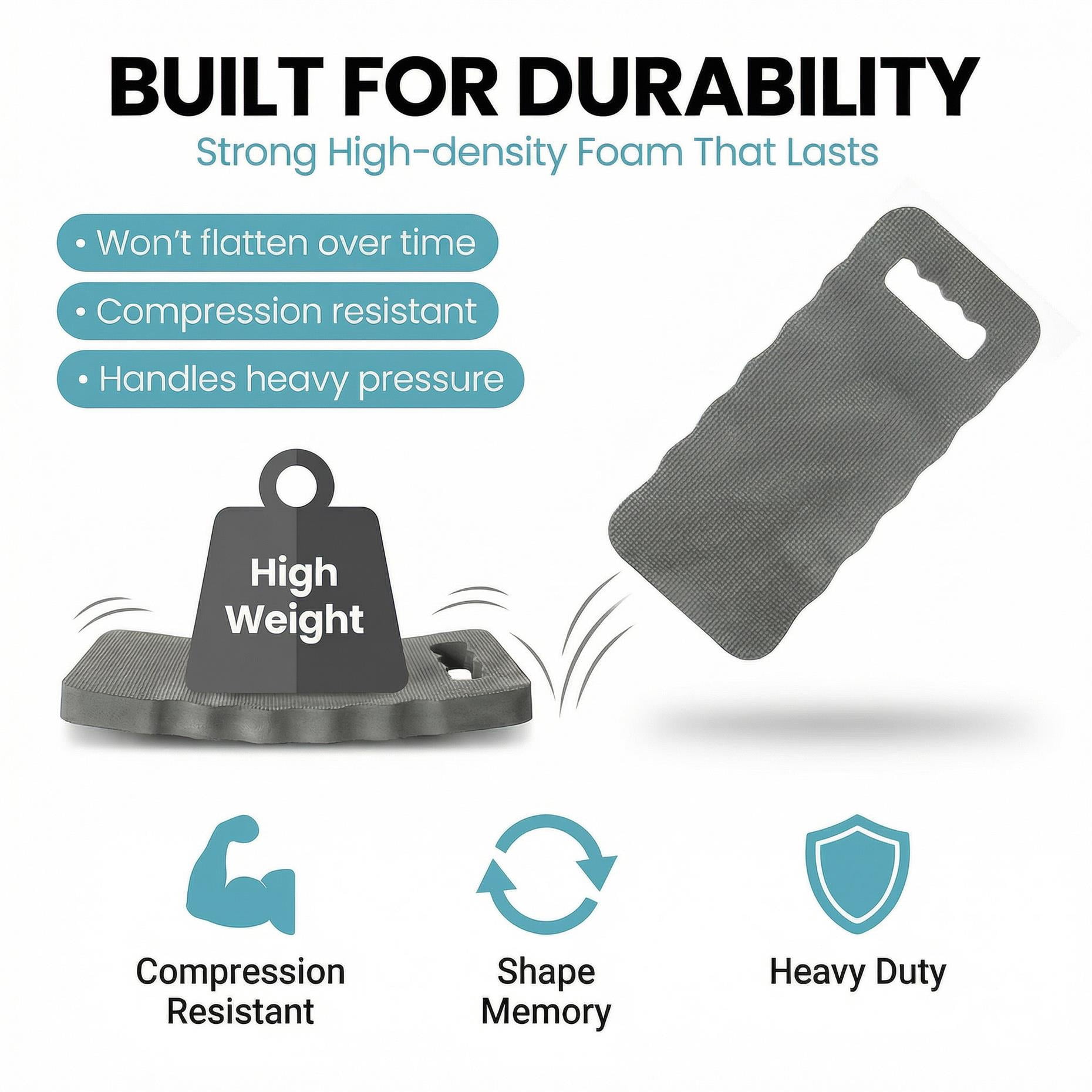 Extra Thick Foam Kneeling Pad for Gardening and Exercise Mat for Floor Work, Small Grey