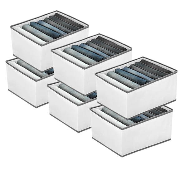 EASEVE 6 Pack Wardrobe Closet Organizer and Storage for Clothes - 7 Grids Foldable Drawer Dividers Organizers for Jeans | Pants |