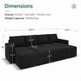 thumbnail image 2 of HONBAY Pull Out Sectional Sleeper Sofa Set Velvet Couch Bed with Storage for Living Room, Black, 2 of 8