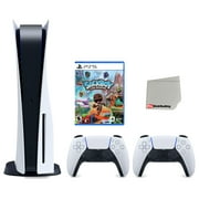 Sony Playstation 5 Disc Version Console with Extra White Controller, Sackboy: A Big Adventure Bundle with Cleaning Cloth