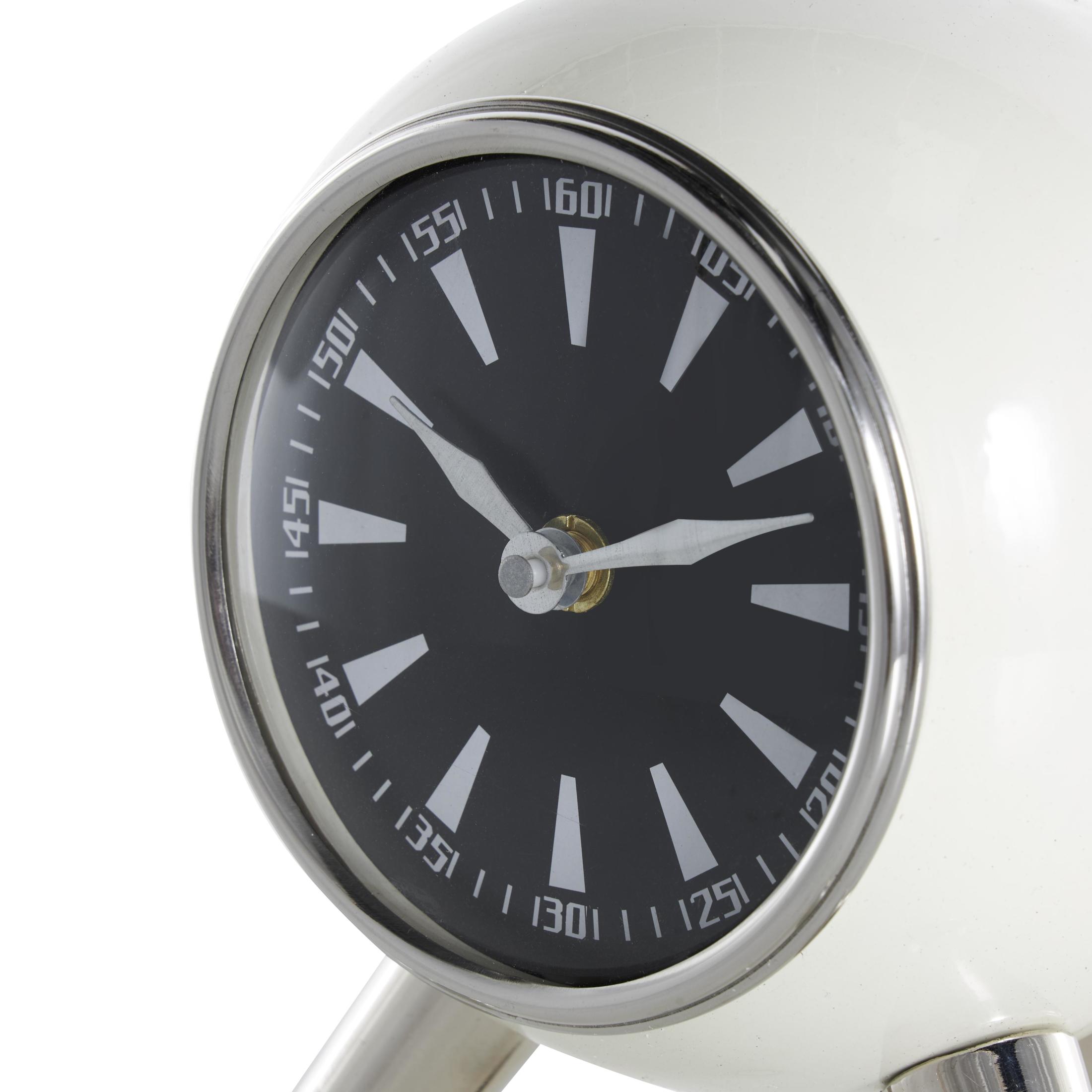 DecMode 9" Silver Aluminum Metal Orb Clock with Black Clockface and Silver Tripod Legs