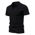 thumbnail image 2 of YLSDY Mens Cotton Button Collared Shirts V Neck Short Sleeve Tops Plus Size Golf Shirt Stretch Athletic Tshirt Classic Comfy Clothing Black XXXXXL, 2 of 5