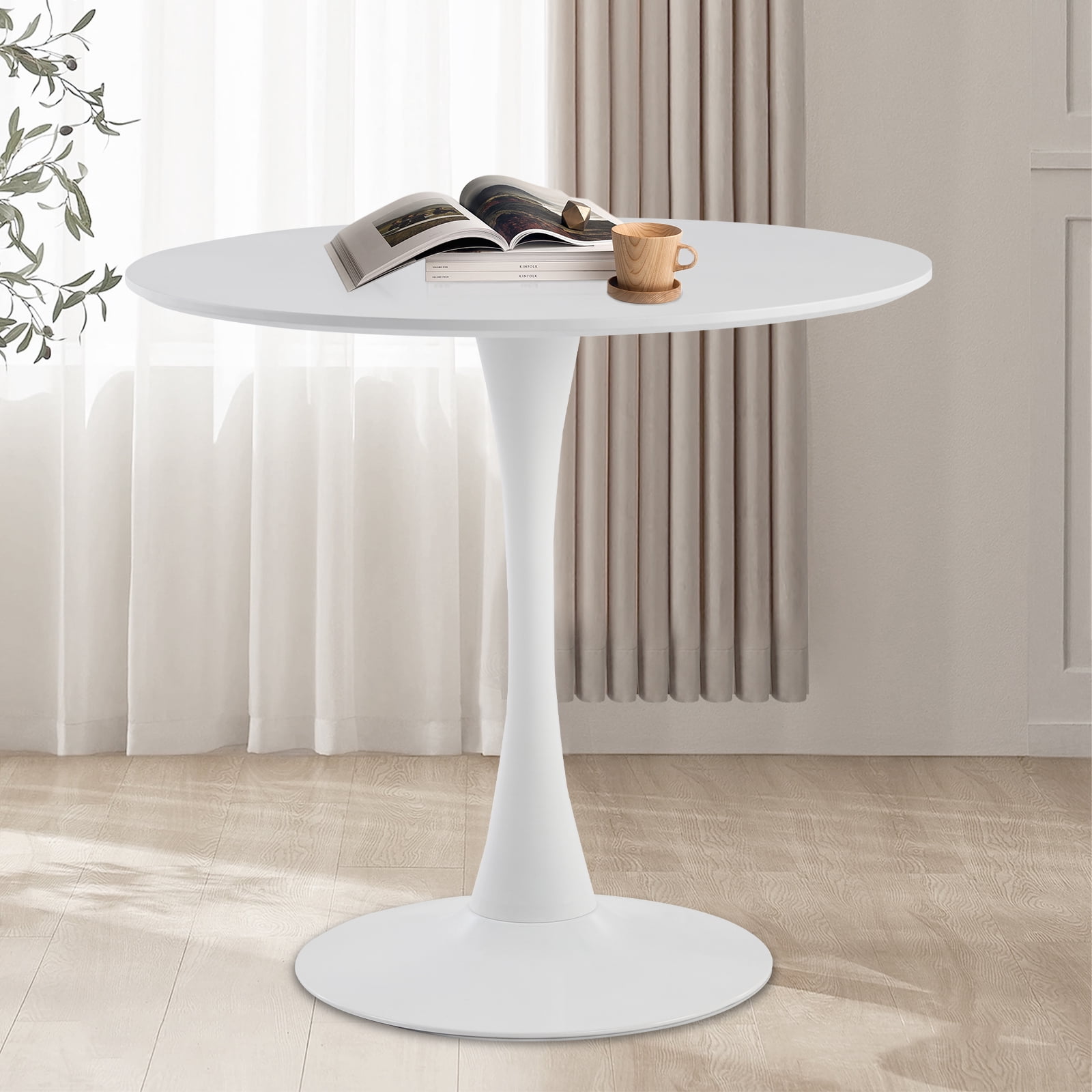 Rongbuk 31.5 in Round MDF Dining Table, White