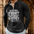 thumbnail image 2 of Aayomet Mens Graphic T-Shirts Long Sleeve Street Fashion Pullover Casual Men's T Shirt Breathable Zipper Shirt (Black, L), 2 of 3