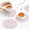 thumbnail image 3 of KLL Drink Coasters Set Round Shape of 4,PU Leather Absorbent Coasters Set Decorative Coffee Cup Coasters Housewarming Gift for Home Decor-Colorful Bunny, 3 of 5