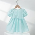 thumbnail image 4 of Ashirexll Little Girl Dresses, Girls Summer Dress, 2-6Y Fashion Children Short Sleeve Turndown Collar Dress Summer Casual Solid Color Dress, 4 of 7