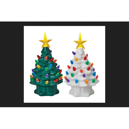Mr. Christmas Nostalogic Christmas Tree Green/White Porcelain 7 in. Tall - Walmart.com