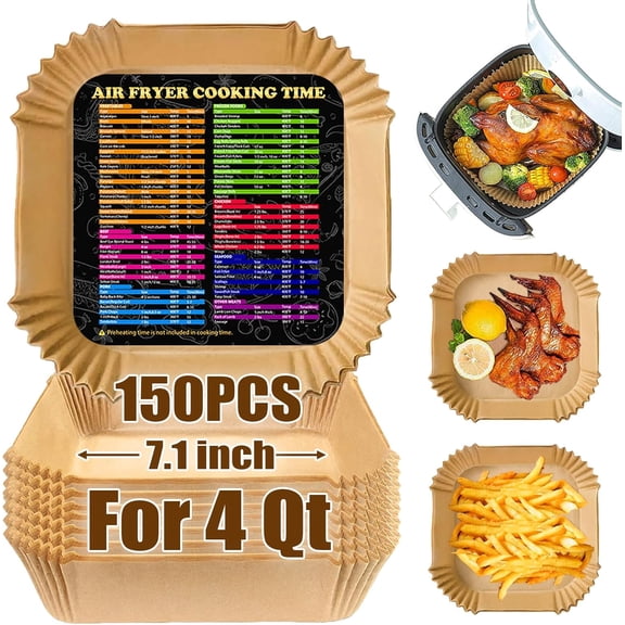Air Fryer Liners 4QT for Chefman Air Fryer, 7.1 Inch 150Pcs Disposable Parchment Paper Liners for Instant Pot Vortex Plus 4QT Air Fryers
