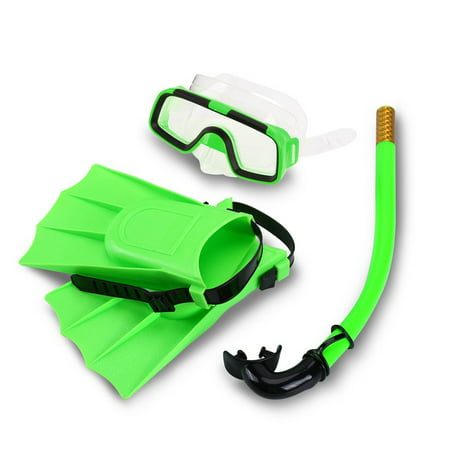 Kids Swimming Diving Snorkel Eyeglasses Set,Silicone Fins +Snorkel Scuba Eyeglasses + Mask Snorkel Silicone Set for 8-12.5 US Foot