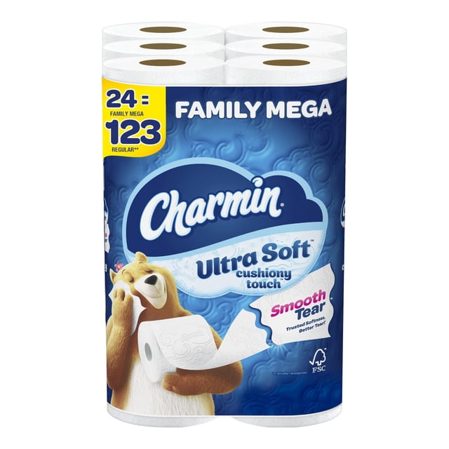 Papel higiénico Charmin Ultra Soft Cushiony Touch 24 Mega Rollos