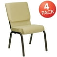 thumbnail image 2 of BizChair 4 Pack 18.5''W Stacking Church Chair in Beige Patterned Fabric - Gold Vein Frame, 2 of 7