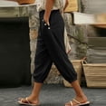 thumbnail image 2 of Horkkom Capris for Women with Pockets Solid Color Elastic Waist Pants Casual Loose Comfy Capri Pants L, 2 of 10