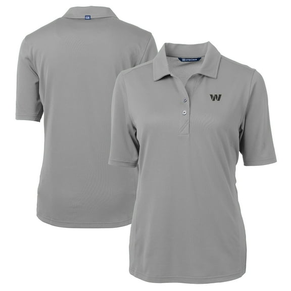 Women's Cutter & Buck Gray Washington Commanders DryTec Virtue Eco Pique Recycled Polo