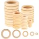 thumbnail image 1 of 90 piezas de anillos de madera natural, en bruto para artes y manualidades, bricolaje, decoración, fabricación de joyas, mordedor de madera - 15 mm, 25 mm, 35 mm, 45 mm, 55 mm, 1 of 5