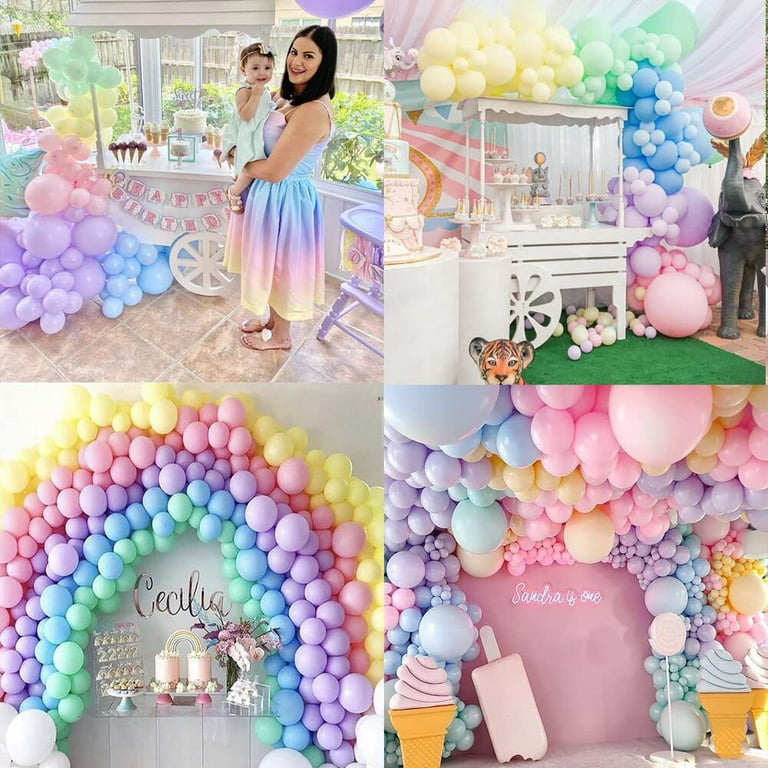 YANSION Paste Pink Blue Purple Mint Green Macaron Latex Balloon Rainbow  Rainbow Theme for Birthday Party Wedding Baby Shower Decorations 