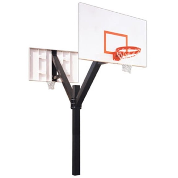 Legend Excel Dual Steel Double Sided In Ground Fixed Height Basketball System, Desert Gold