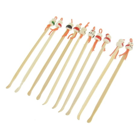 Unique Bargains Unique Bargains Bamboo Ear Pick Spoon Curette Ear Wax Remover Cartoon Doll Decor 10 Pc