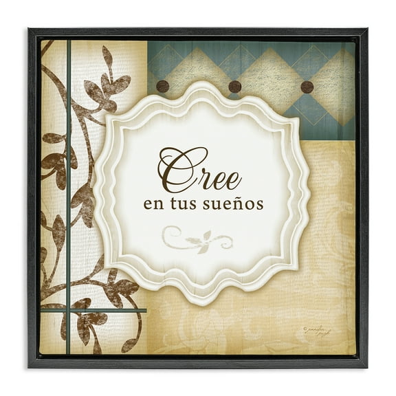 Stupell Industries Cree en tus Sueños Inspirational Quotes & Sayings Painting Black Floater Framed Art Print Wall Art, 18 x 18