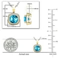 thumbnail image 3 of Dazzlingrock Collection 6mm Cushion Blue Topaz & 0.10 CT Round White Diamond Dainty Halo Pendant with 18 inch Silver Chain for Women in 18K Yellow Gold, 3 of 4