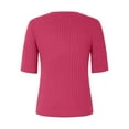 thumbnail image 3 of Nisorays Womens V Neck Sweater Short Sleeve Knit Casual Loose Fit Pullover Casual Blouses Hot Pink XL, 3 of 4
