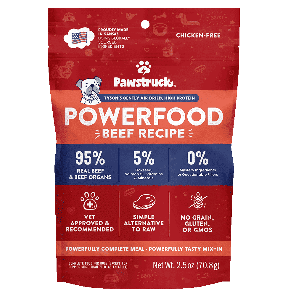 (6 pack) Pawstruck Premium Air Dried Dog Food with 95% Meat, Beef Flavor, 2.5oz Trial Bag