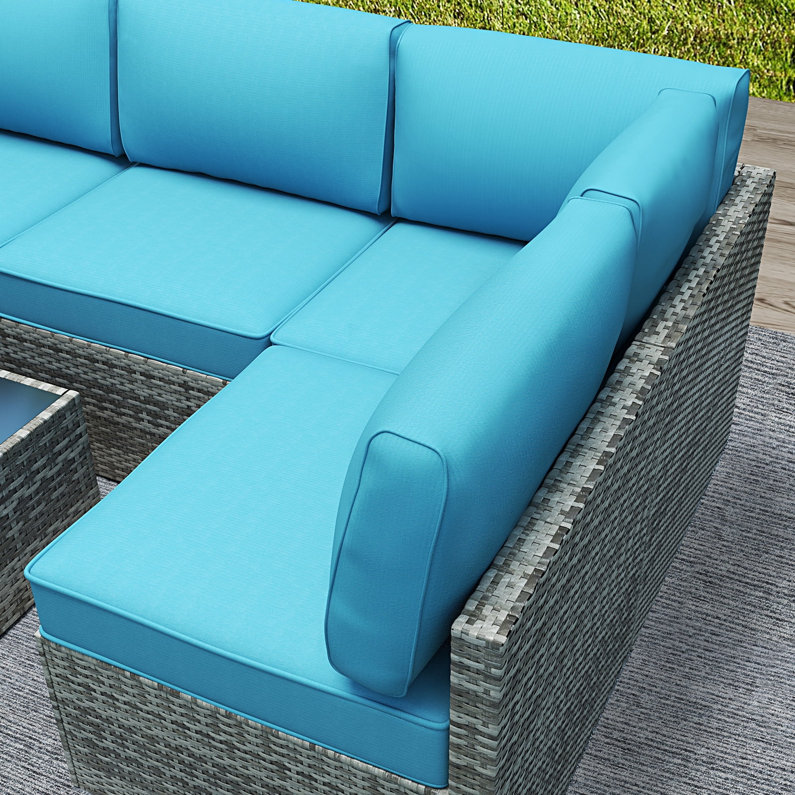 Outdoor Cushions Set of 14 for 7 Pieces Sectional Rattan Conversation Sets,Outdoor Furniture Replacement Cushions for Patio Furniture,4-INCH Replacement Sofa Cushions