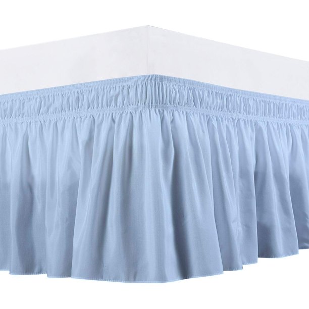 Wrap Around Bed Skirts Elastic Dust Ruffles Light King Size 18 Inches