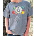thumbnail image 4 of Olive Loves Apple 6th Birthday Rocket Astronaut Themed T-Shirts with Moon Balloon and Planets for Boys and Girls Granite Heather Shirt 4T, 4 of 5