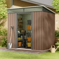 thumbnail image 3 of Outdoor Storage Shed for Backyard, Asofer Metal Garden Shed with Sliding Lockable Doors, Brown, 3 of 9