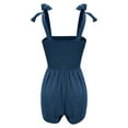 thumbnail image 5 of biudgviw Rompers for Women Tie Knot Strap Square Neck Short Jumpsuits Trendy Smocked Wide Leg Summer Beach Vacation Outfits, 5 of 6