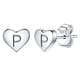 thumbnail image 1 of Pendientes de corazón inicial de Silvora, tachuelas de plata esterlina hipoalergénicas para mujer, diminuta letra P, dijes de oreja, regalo de joyería para cumpleaños, día de la madre, 1 of 8