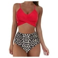 thumbnail image 2 of Eashery Women's Tankini Swimsuit Sets Women Soild Print Bikini Set Push Up Bathing Swimwear High waist Swimsuit Womens Swimwear Plus Size Red L, 2 of 5