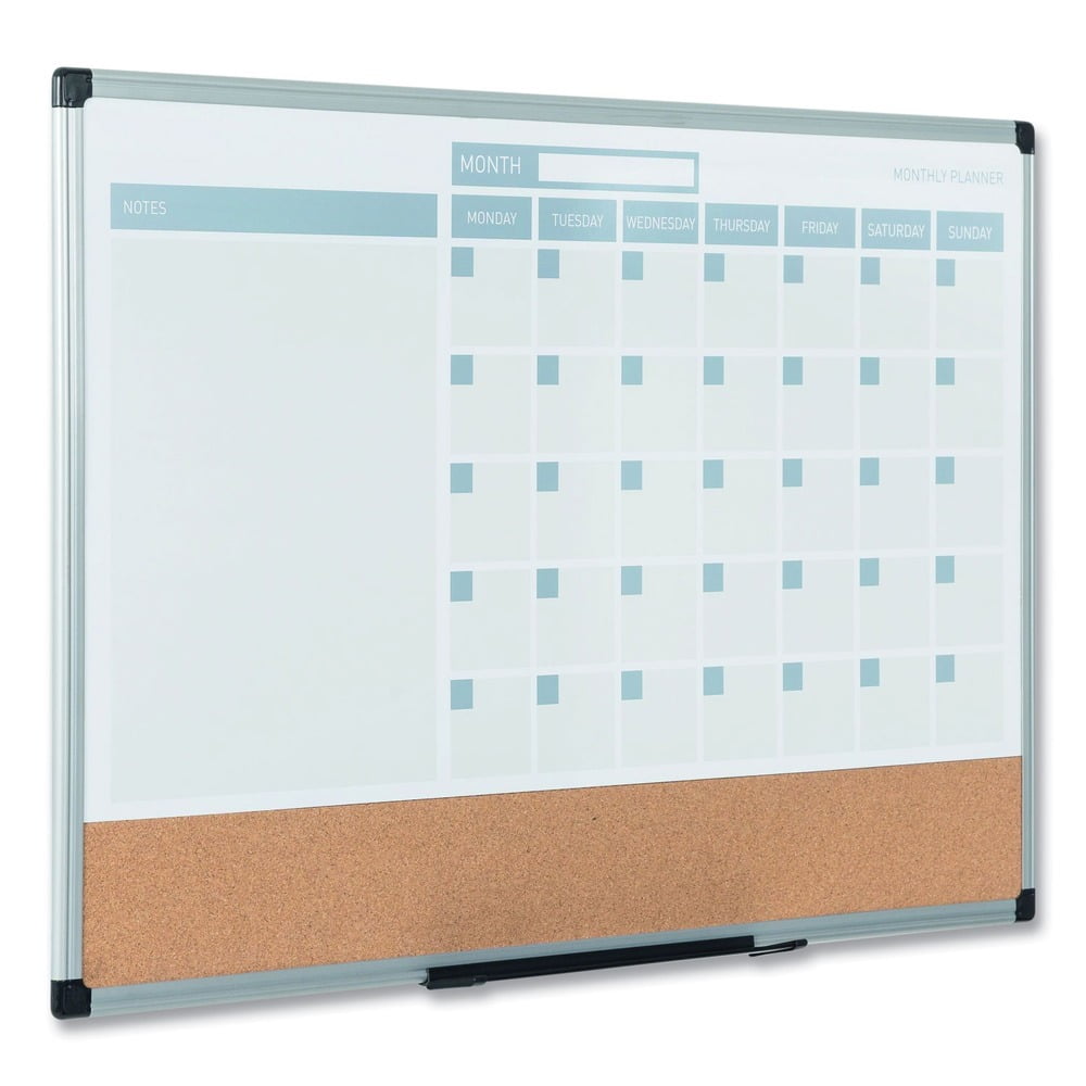 MasterVision 3-in-1 Calendar Planner Dry Erase Board, 36 x 24, Silver Frame