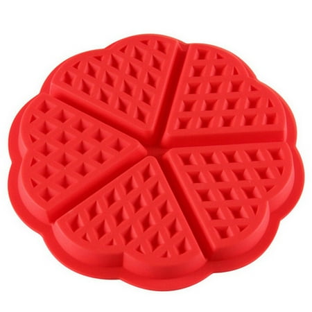 

YUEHAO Kitchen Silicone Mini Round Waffles Pan Cake Baking Mould Mold Waffle Tray Red