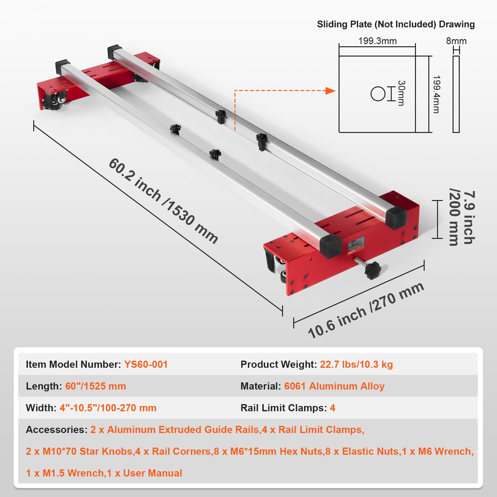 KFFKFF Router Sled, 64 inches, Movable and Modifiable Slab Smoothing Jig DIY Carpentry Router Sled for Leveling Slabs for Wood Smoothing, Domestic DIY