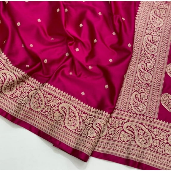 Banarasi Handloom Mashru Kataan Silk Saree with buti Design And zari Border