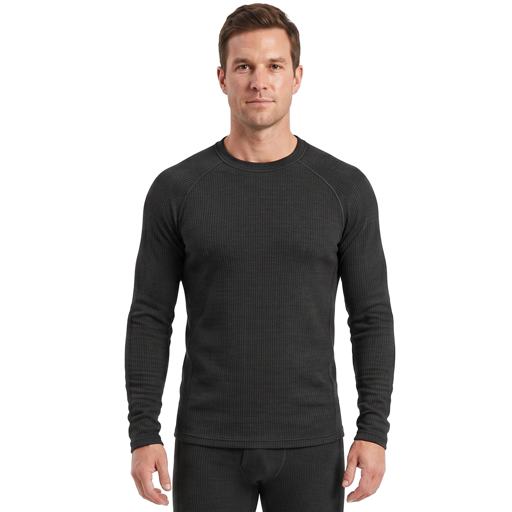 Realtree Men s Waffle Grid Fleece Base Layer Thermal Top  Black  L