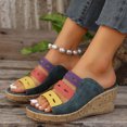 thumbnail image 6 of Women's New Summer Large Size Mixed Color Muffin Fish Mouth Wedge Sandals Sandals for Women Blue 43, 6 of 8